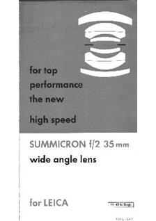 Leica 35/2 manual. Camera Instructions.